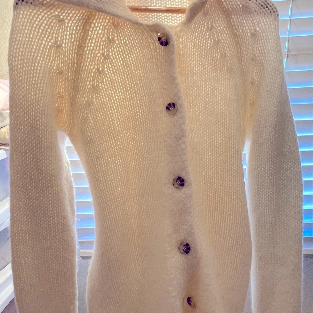 Elegant Cream Button-Up Women's Sweater